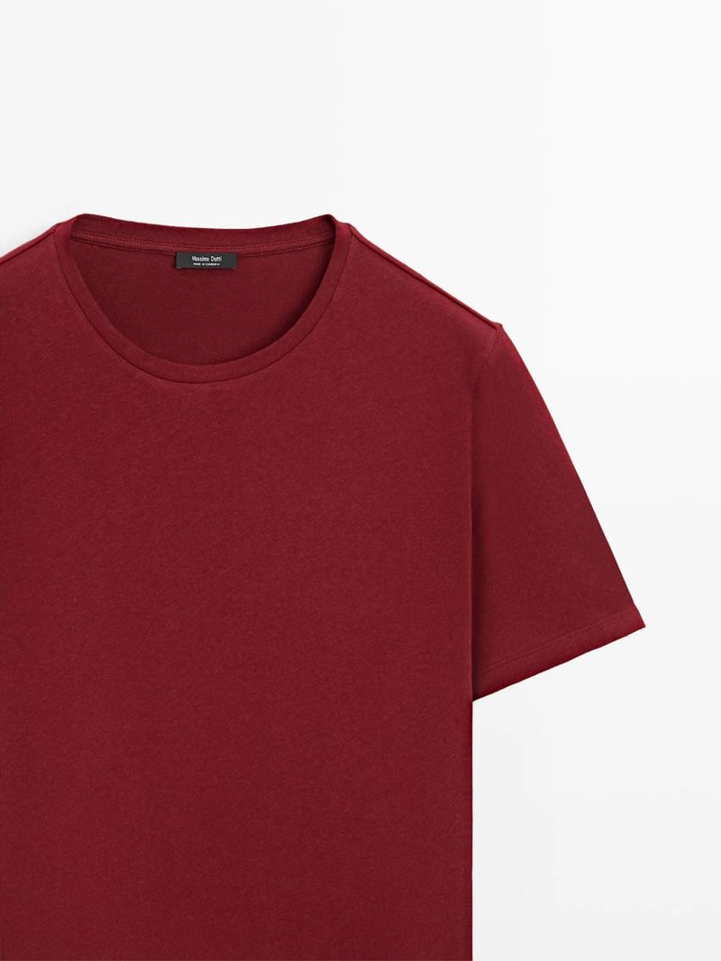 Футболка из льняной смеси на короткий рукав