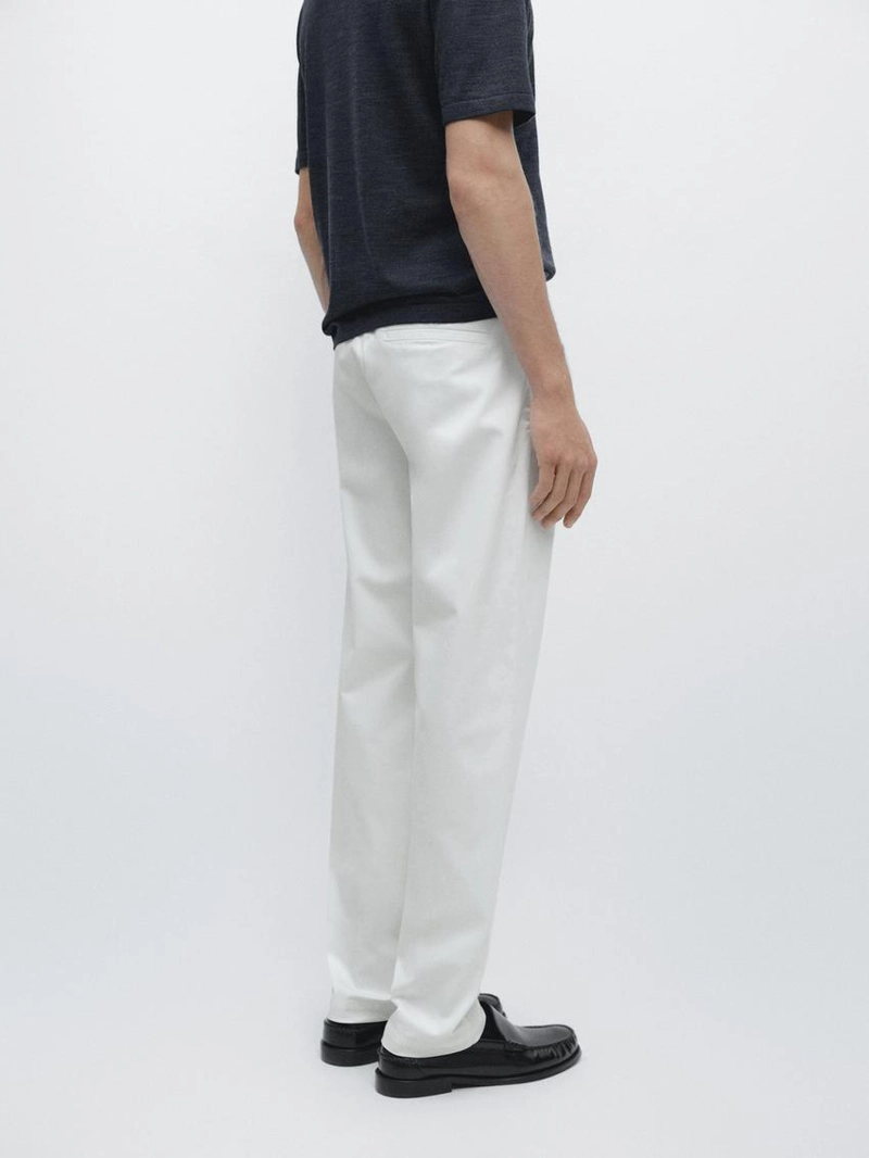 Хлопковые брюки приталенного кроя из смесовой ткани