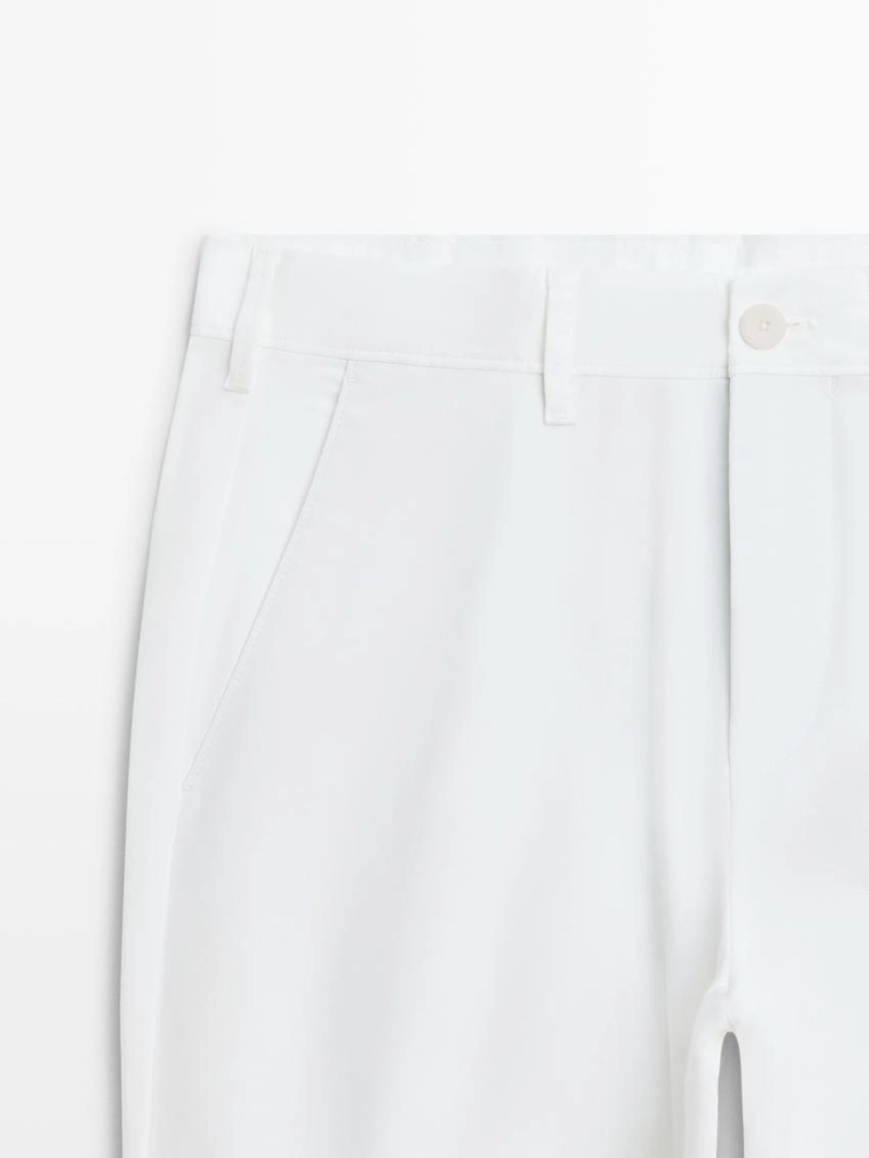 Хлопковые брюки приталенного кроя из смесовой ткани