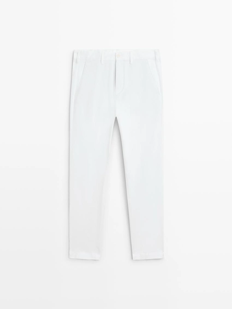 Хлопковые брюки приталенного кроя из смесовой ткани