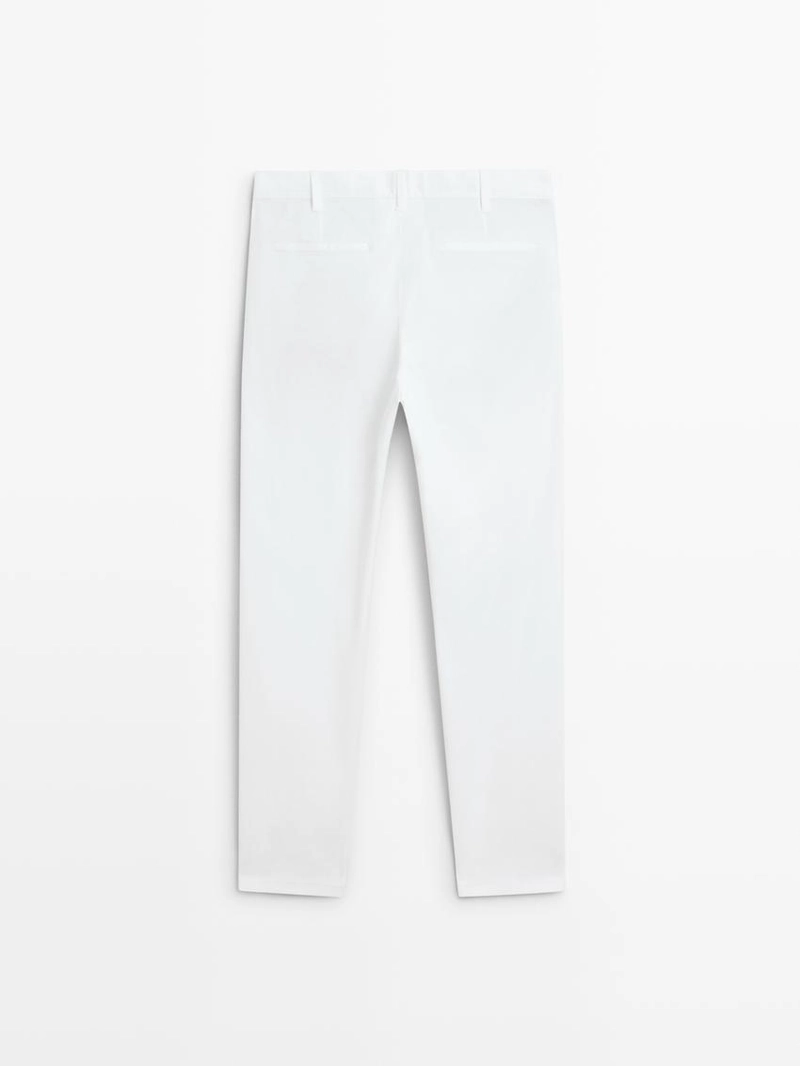 Хлопковые брюки приталенного кроя из смесовой ткани