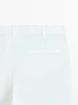 Хлопковые брюки приталенного кроя из смесовой ткани- Заказать в России