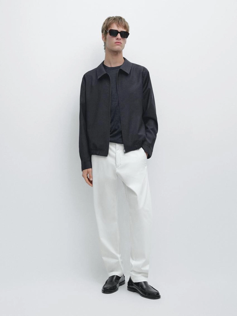 Хлопковые брюки приталенного кроя из смесовой ткани