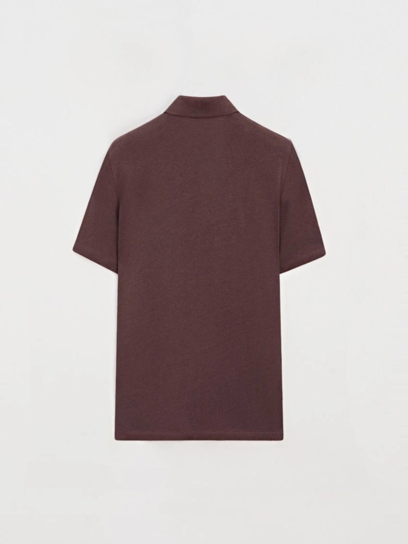 Поло с коротким рукавом из льна и хлопка