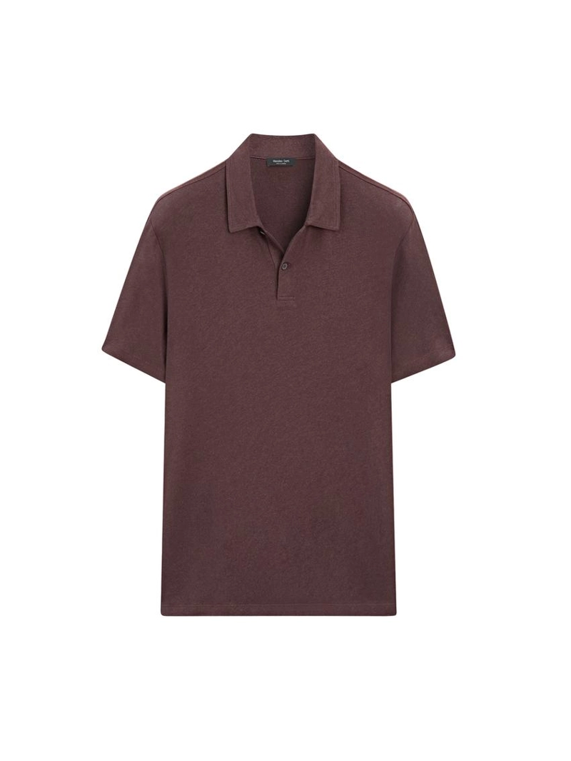 Поло с коротким рукавом из льна и хлопка