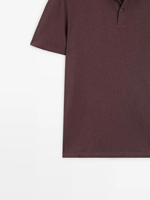 Поло с коротким рукавом из льна и хлопка- Заказать в России