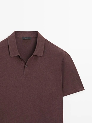 Поло с коротким рукавом из льна и хлопка- Заказать в России