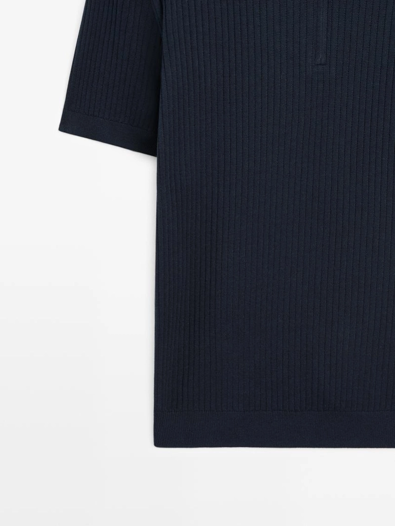 Свитер-поло с коротким рукавом и застежкой-молнией