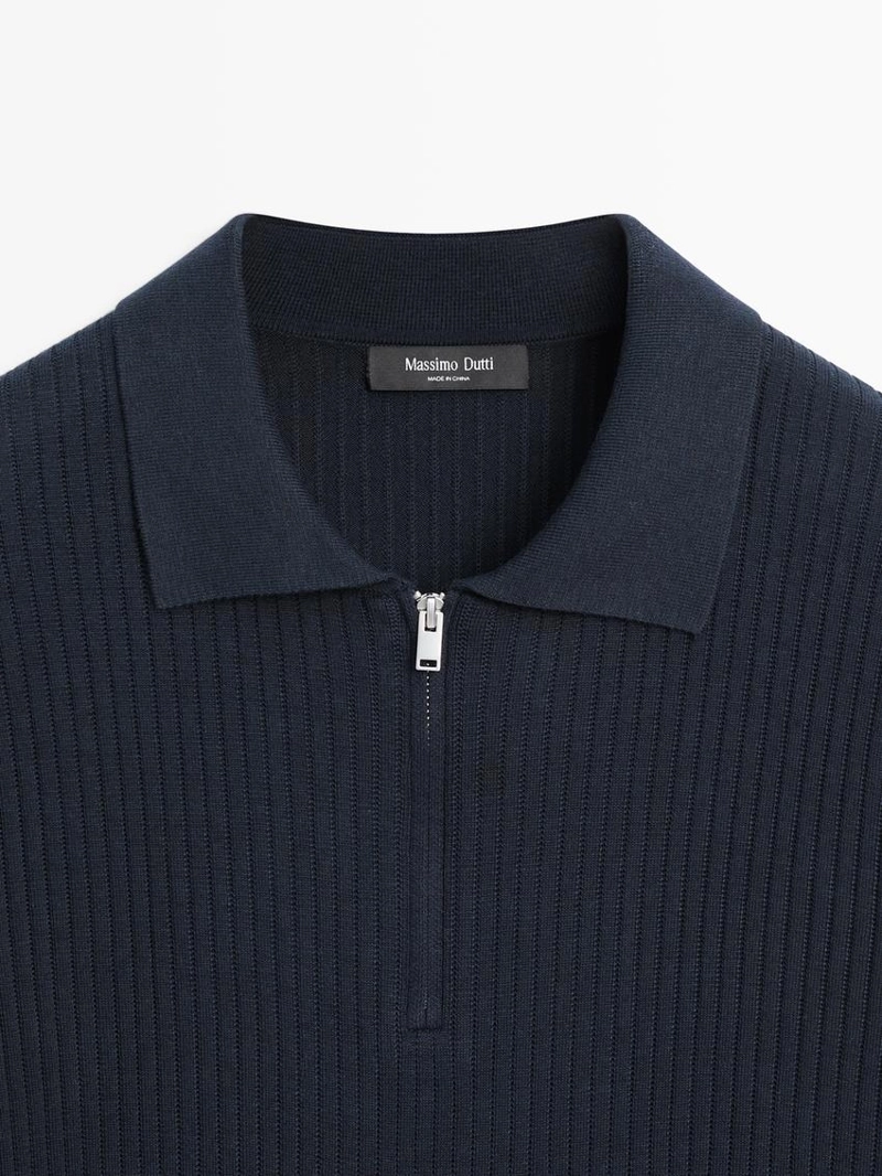 Свитер-поло с коротким рукавом и застежкой-молнией