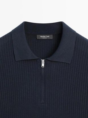 Свитер-поло с коротким рукавом и застежкой-молнией- Заказать в России