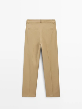 Брюки прямого кроя с защипами- Заказать в России