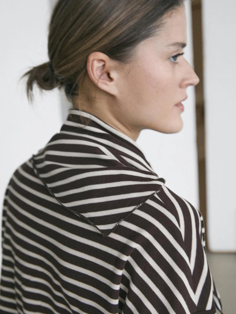 Футболка с полосками из хлопкового смесового материала с деталями шарфа