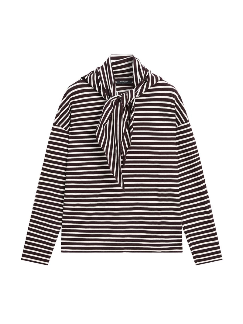 Футболка с полосками из хлопкового смесового материала с деталями шарфа