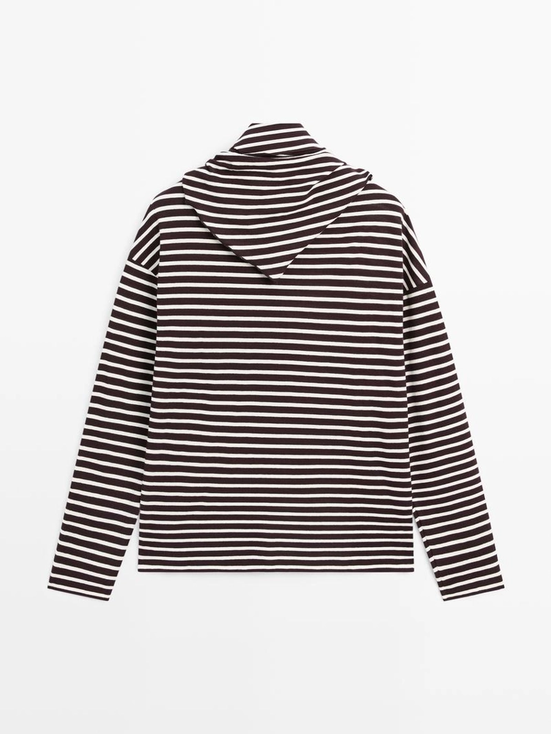 Футболка с полосками из хлопкового смесового материала с деталями шарфа