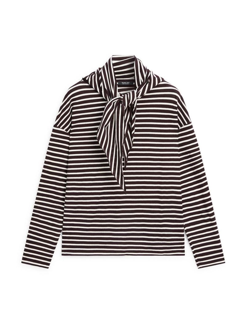 Футболка с полосками из хлопкового смесового материала с деталями шарфа