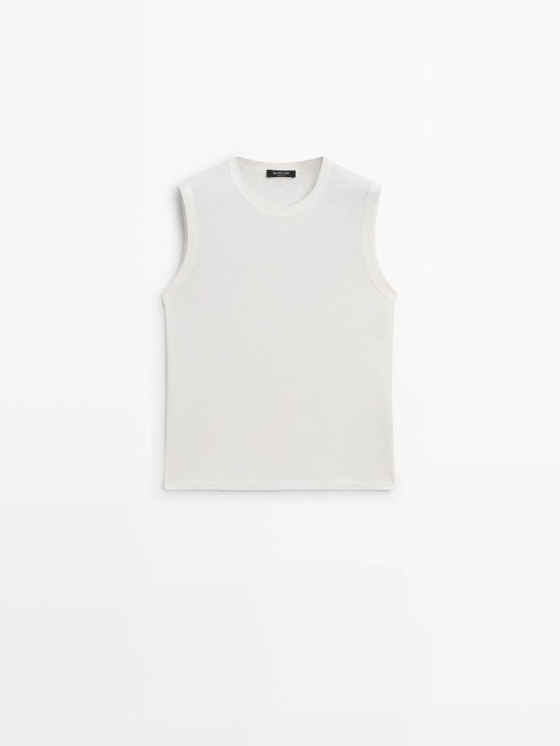 Рукаво́й льня́ной футбо́лка без руко́в