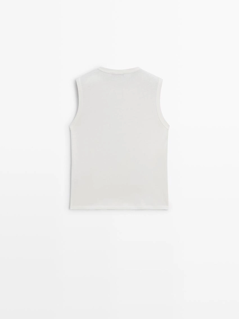 Рукаво́й льня́ной футбо́лка без руко́в