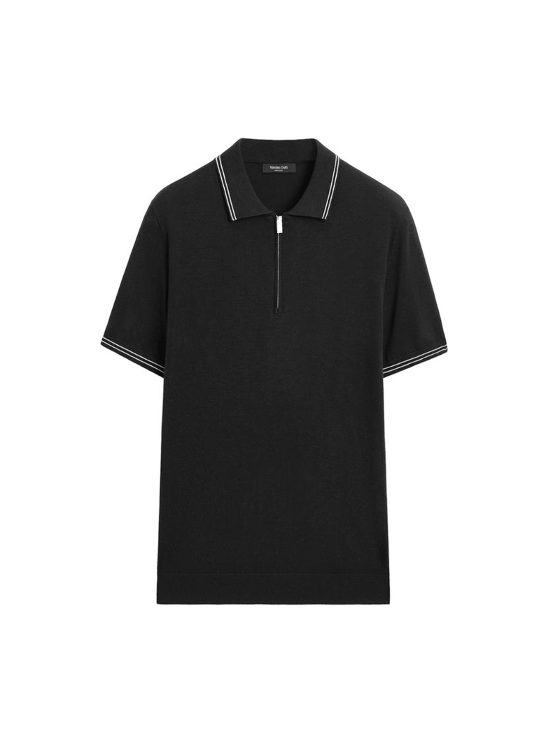 Вязанный свитер с воротником-поло и деталями