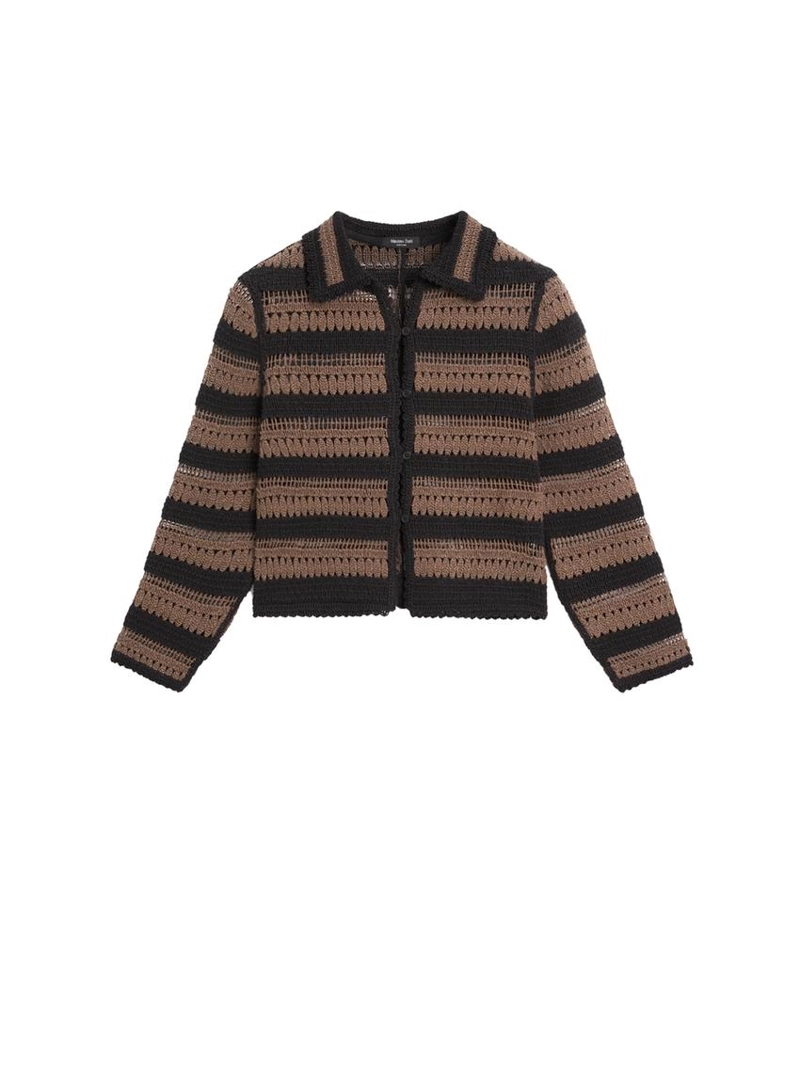 Короткая полосатая кардиган из вязаного крючком