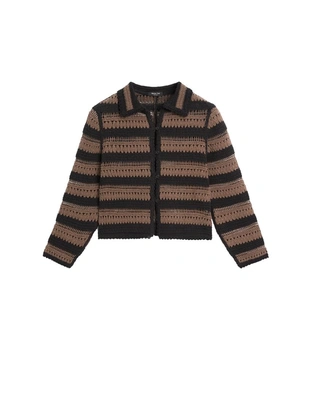 Короткая полосатая кардиган из вязаного крючком- Заказать в России