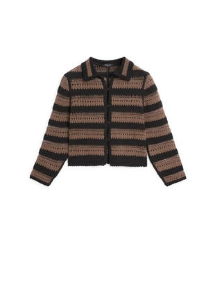 Короткая полосатая кардиган из вязаного крючком- Заказать в России