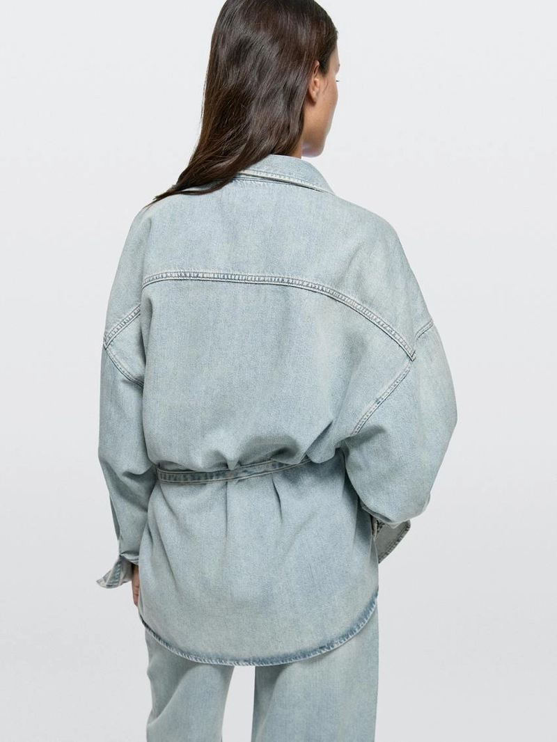 Рубашка oversize из денима с карманами