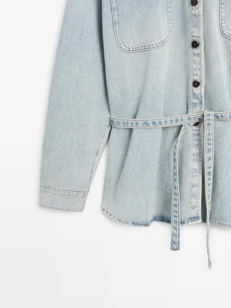 Рубашка oversize из денима с карманами