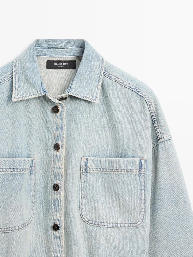 Рубашка oversize из денима с карманами