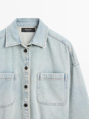 Рубашка oversize из денима с карманами- Заказать в России