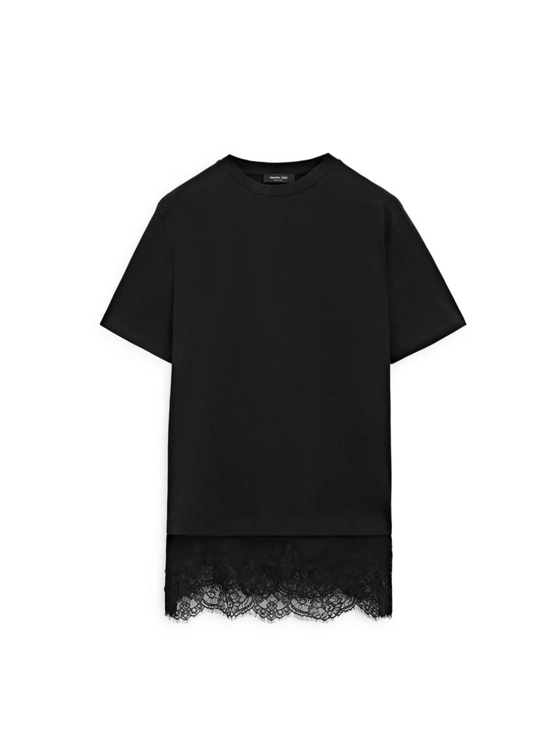 Футболка с короткими рукавами и кружевными деталями