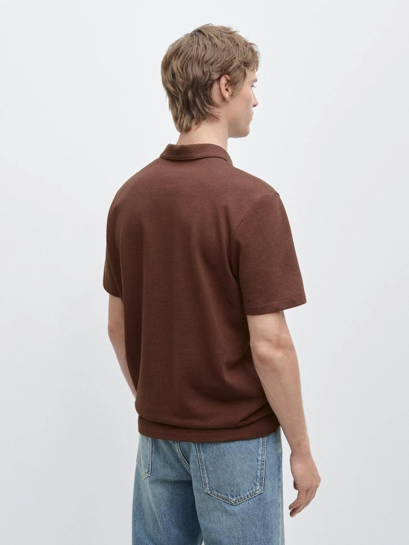 Поло из микротекстурированного хлопкового трикотажа