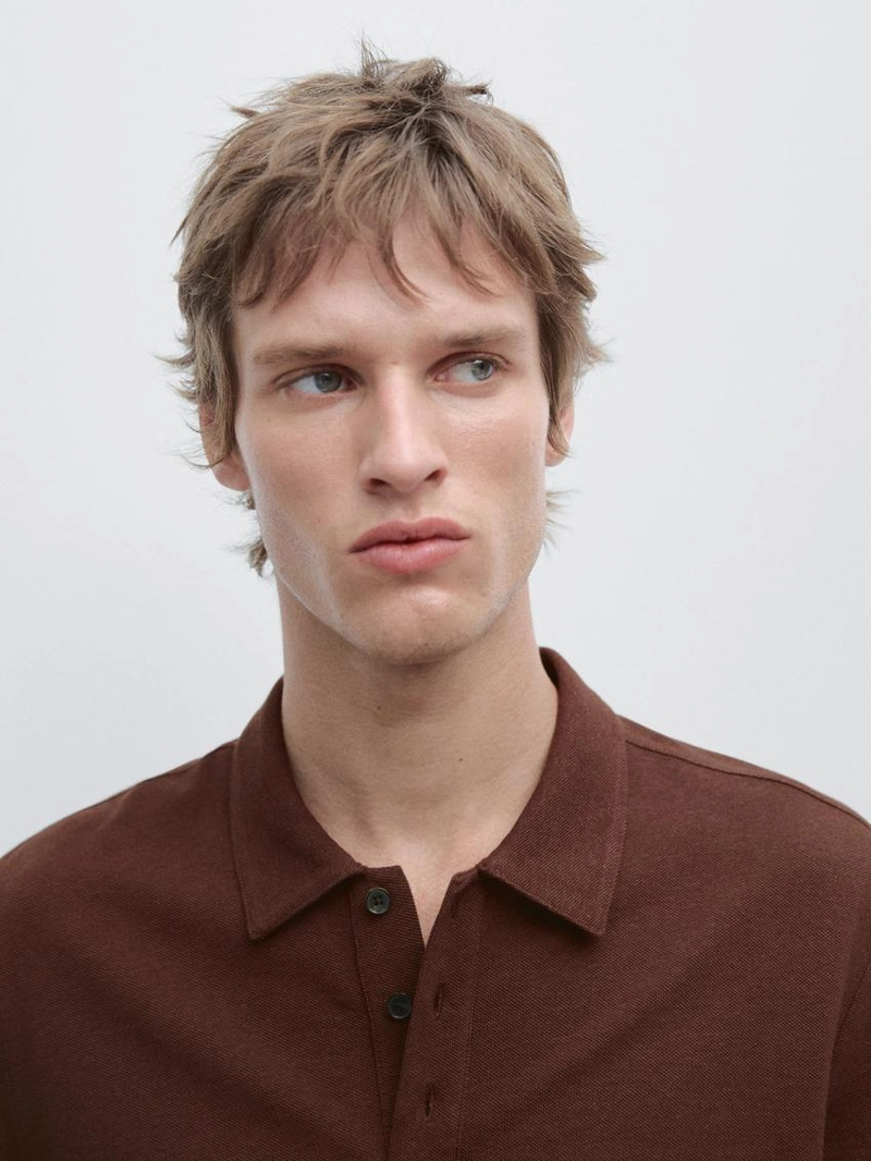 Поло из микротекстурированного хлопкового трикотажа