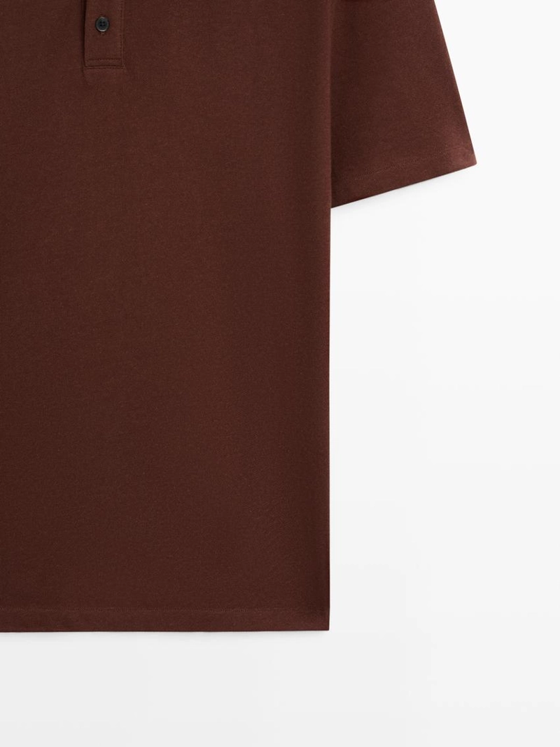 Поло из микротекстурированного хлопкового трикотажа