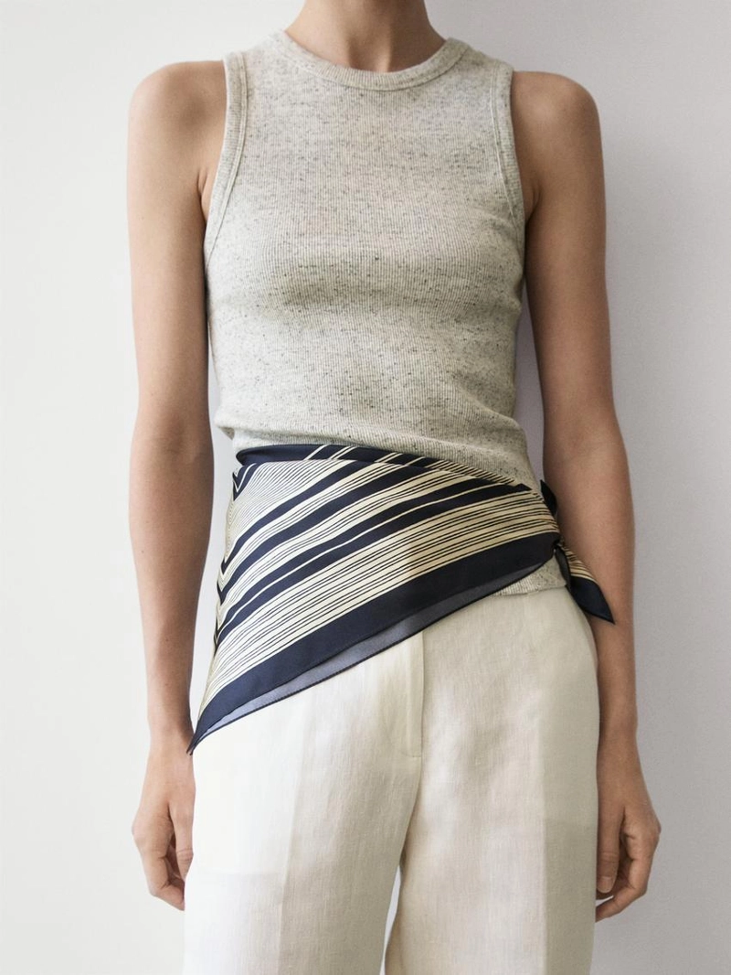 100% шелковый полосатый шарф