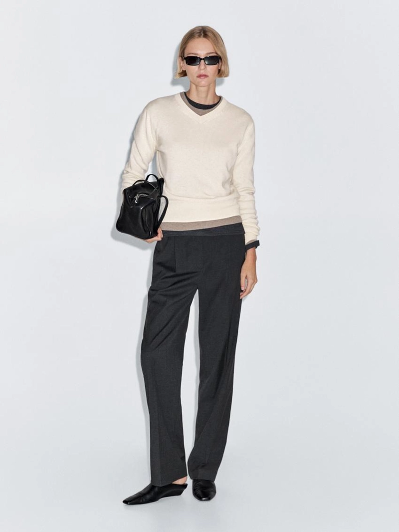 Свитер с v-образным вырезом из шерстяной смеси