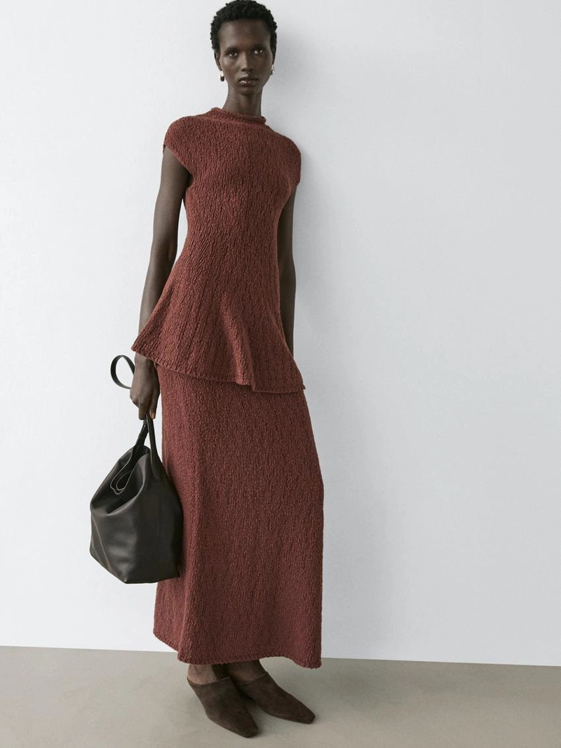 Юбка из хлопкового трикотажа в стиле миди