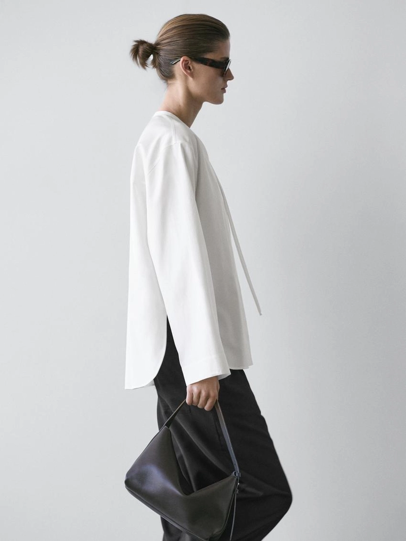 Рубашка из поплина с драпировкой