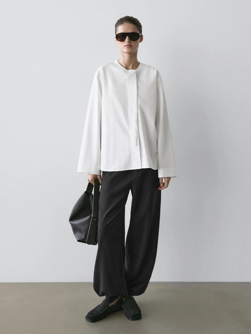 Рубашка из поплина с драпировкой