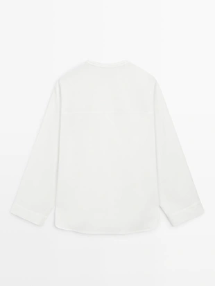 Рубашка из поплина с драпировкой- Заказать в России