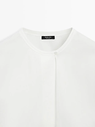 Рубашка из поплина с драпировкой- Заказать в России