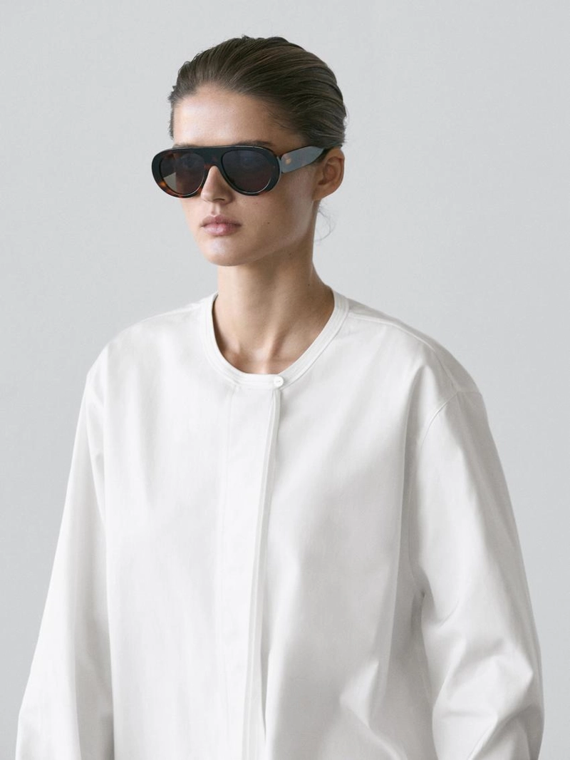 Рубашка из поплина с драпировкой