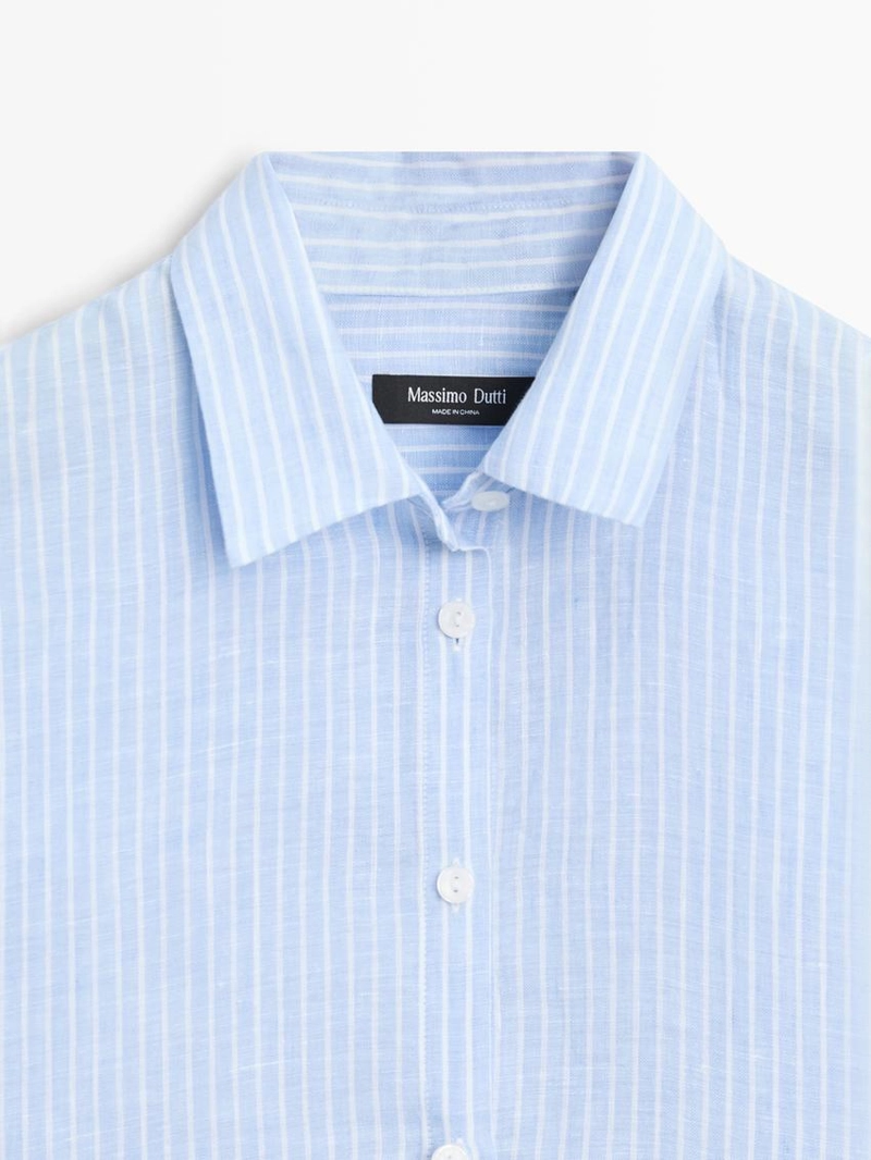 Рубашка из 100% льна с полосками