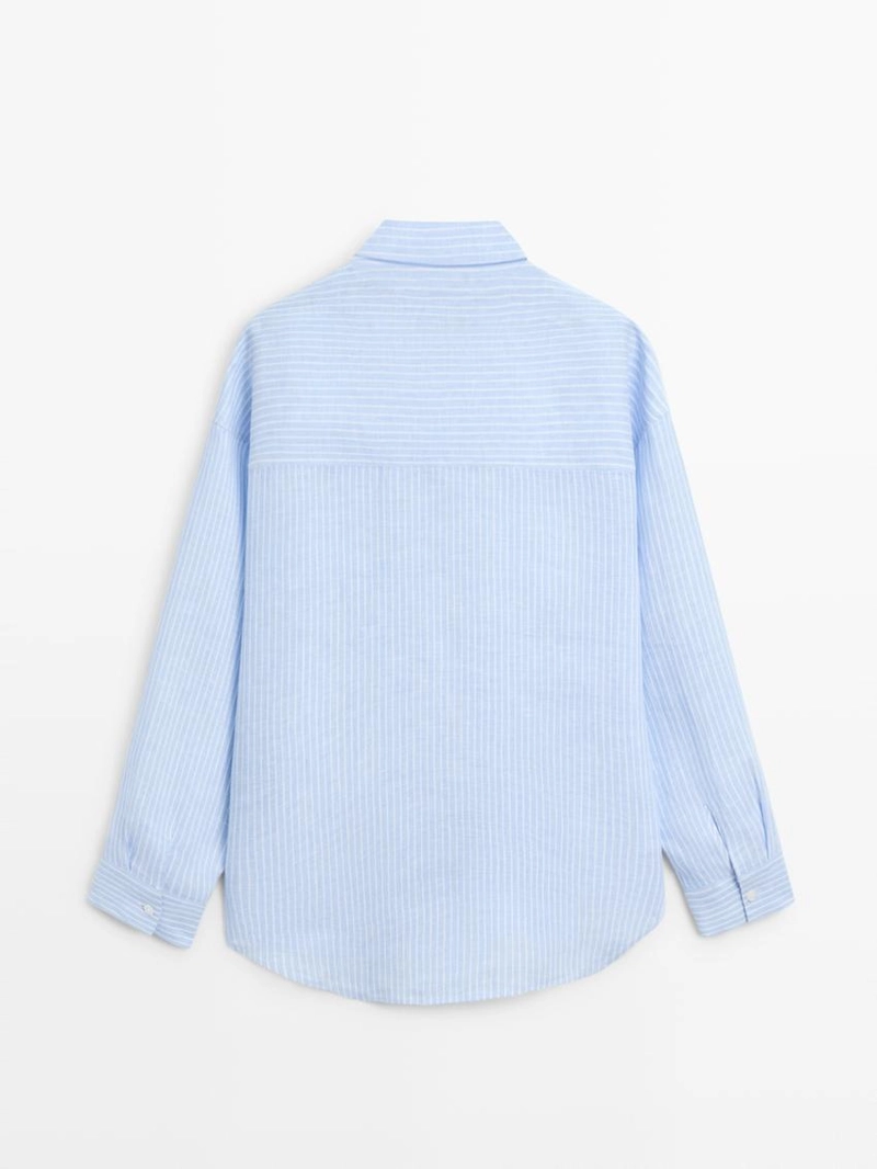 Рубашка из 100% льна с полосками