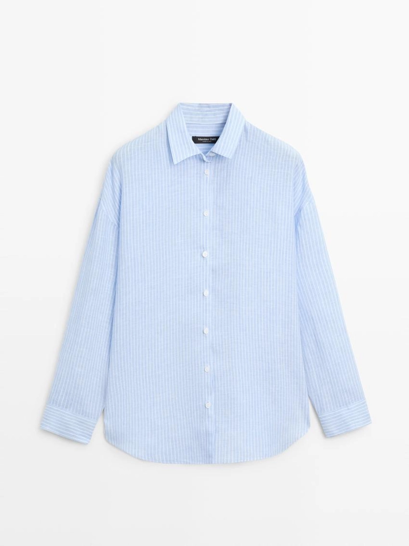 Рубашка из 100% льна с полосками