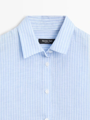 Рубашка из 100% льна с полосками- Заказать в России