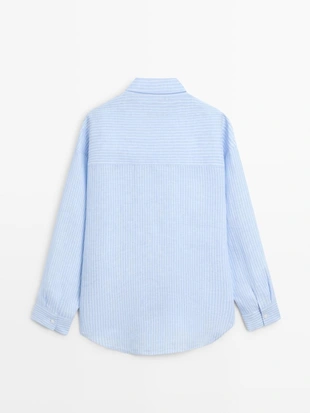 Рубашка из 100% льна с полосками- Заказать в России