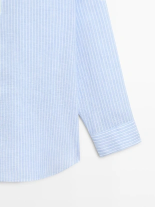 Рубашка из 100% льна с полосками- Заказать в России