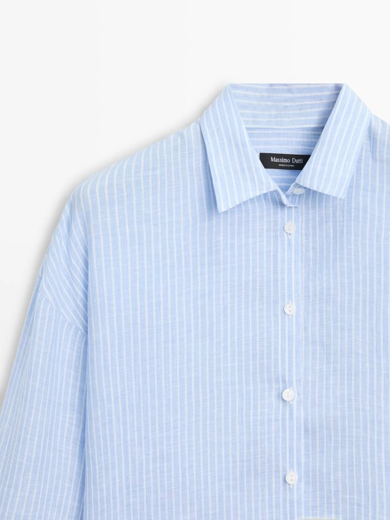 Рубашка из 100% льна с полосками