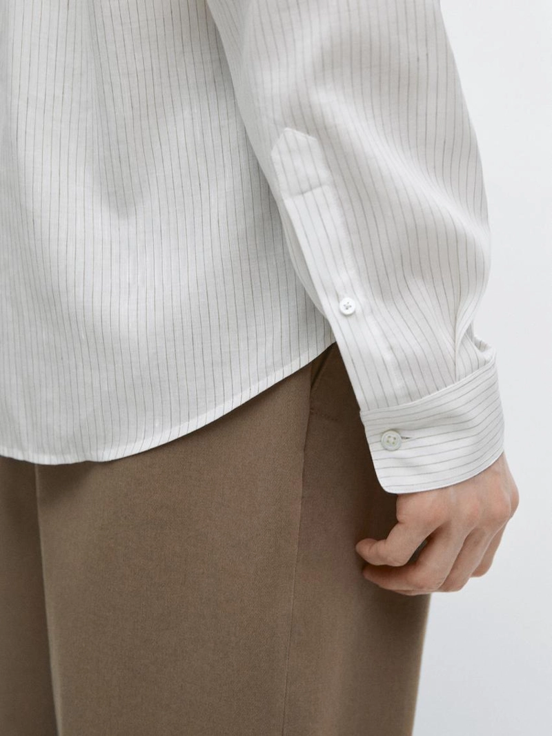 Рубашка в полоску из хлопкового смесового материала