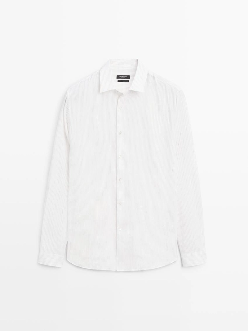 Рубашка в полоску из хлопкового смесового материала